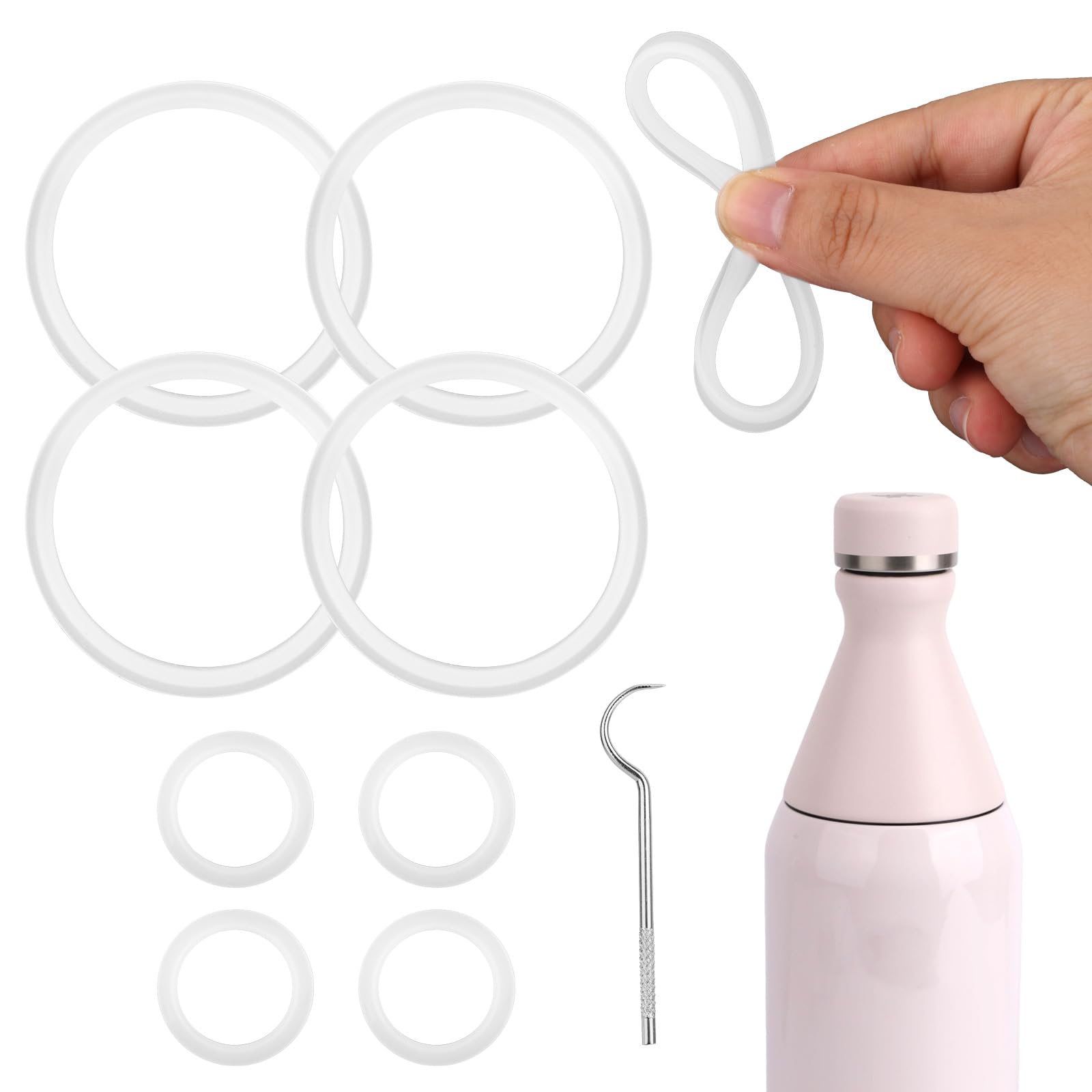 Photo 1 of 8pcs Replacement Gaskets for Stanley All Day Slim Bottle 20oz & 34oz, Durable Leak-Proof Cup Seal Rings Parts with Hook for Water Bottles