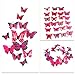 Mudder 3D Butterfly Stickers Wall Stickers for Home, Room Decoration, 24 Pieces (Blue, Rose Red)