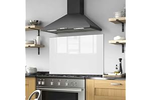ROGGMARD White Tempered Glass Kitchen Backsplash, Stove Back Cover, Stove Splashback, Cutting Board, Kitchen Decor Tile, Home Wall Decor (30x20’’)