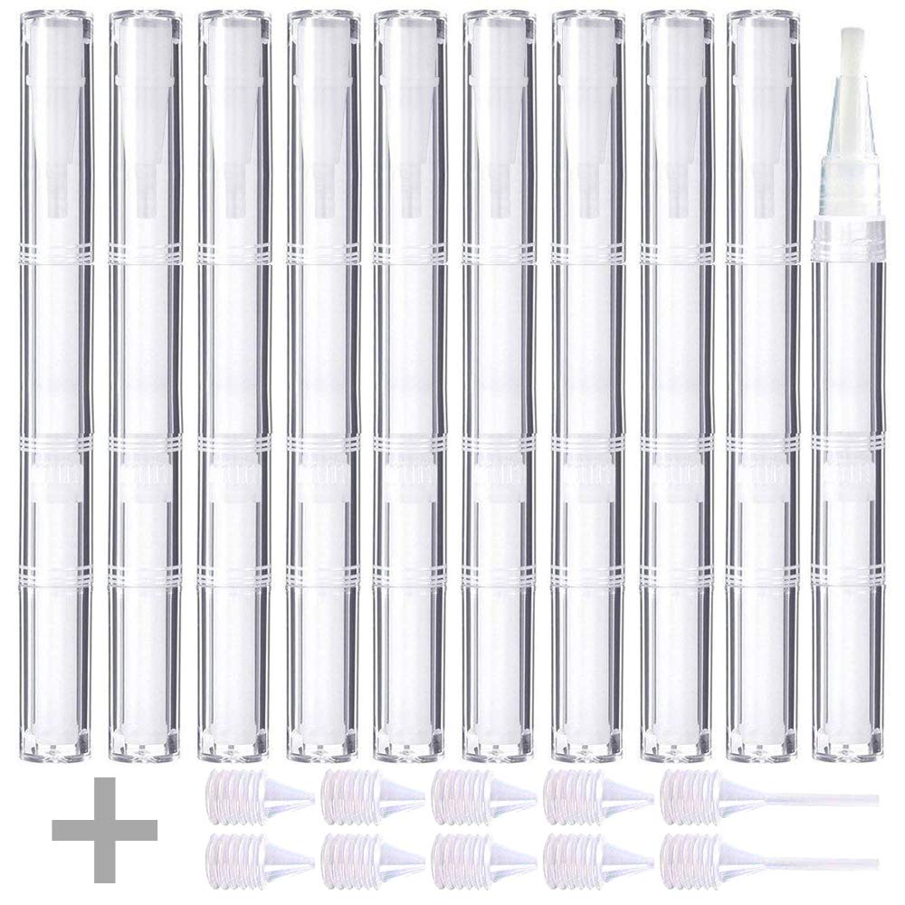 10 Pack 3ml Transparent twist pens empty nail oil pen with brush tip, Cosmetic Lip Gloss Container Applicators Eyelash Growth Liquid Tube with 10 Pack Plastic Transfer Pipettes