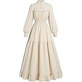 Nuoqi Victorian Dress for Women Long Sleeve Edwardian Dress Renaissance Costume