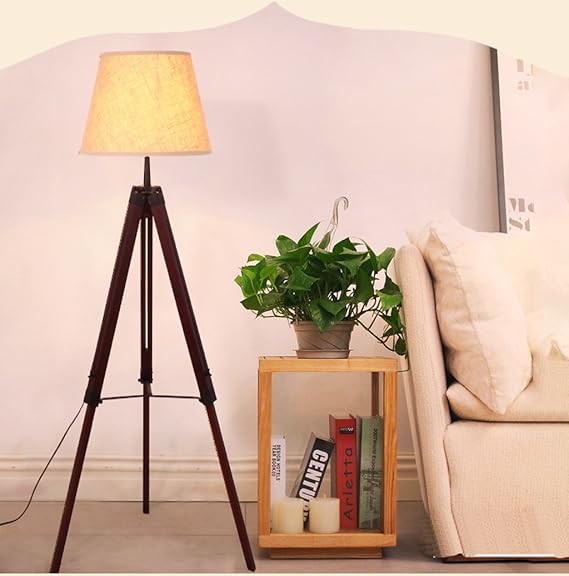 DLewiee Amerikanische Kreative Holz Kurbelstativ Stehlampe