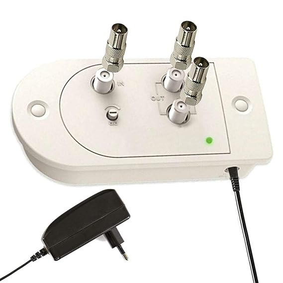 TronicXL Profi Kabelfernsehen Verstärker CATV Kabel Fernsehen Zweigeräteverstärker + Rückkanal TV-Verstärker 15dB mit 2 Ausgä