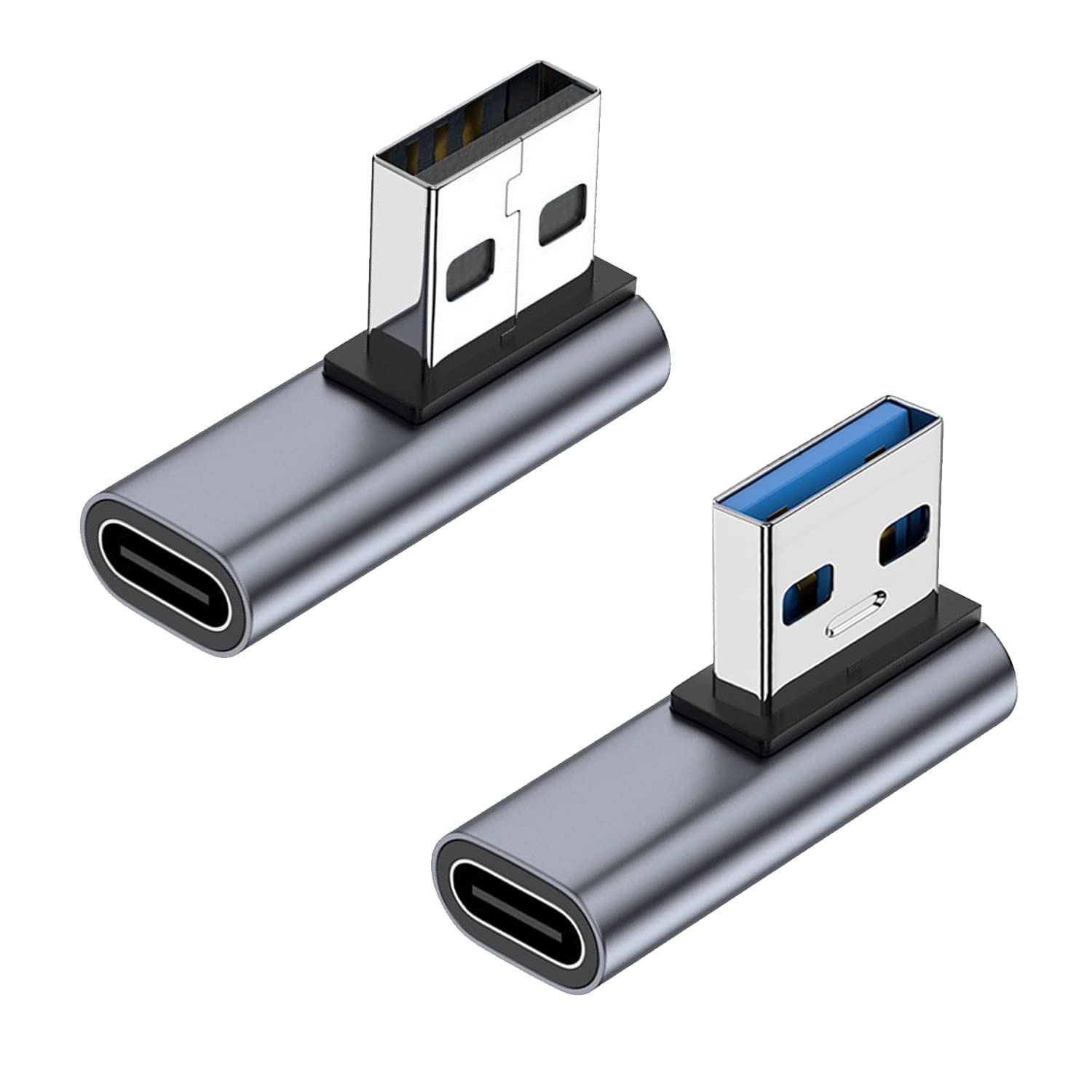 Photo 1 of AreMe 90 Degree USB C Female to USB Male Adapter 2 Pack, Left and Right Angle Type C to USB A Charger Converter for iPhone, Apple iWatch Watch, Airpods, iPad Air Mini and More