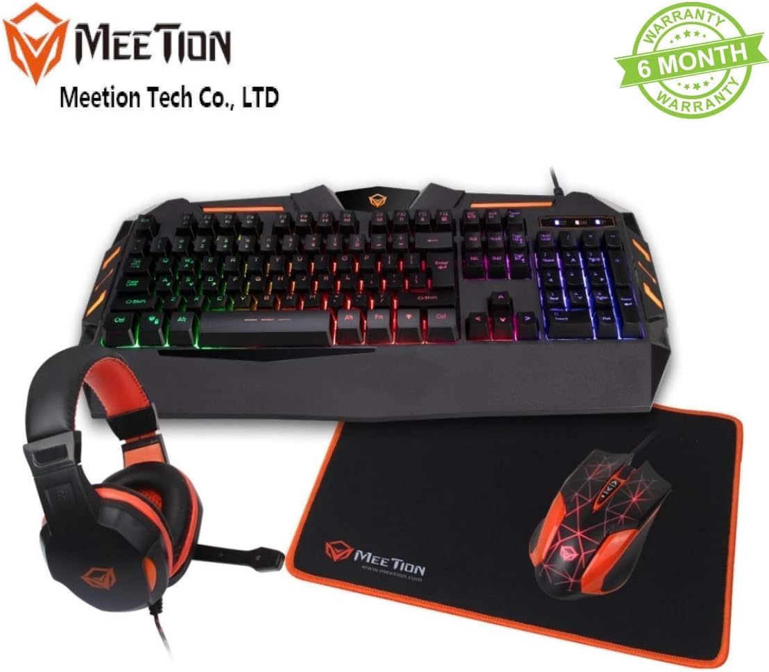 Meetion 4 in 1 Gaming Kit of Anti-Ghosting Keyboard, Mouse, Headphone, Mousepad Combo