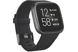 Fitbit Versa 2 Health and Fitness Smartwatch with Heart Rate, Music, Alexa Built-In, Sleep and Swim Tracking, Black/Carbon, O