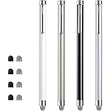 Stylus Pens for Touch Screens, ChaoQ 4 Pcs Mesh Fiber Stylus, with 4 Replaceable Mesh Tips and 4 Replaceable Rubber Tips (Sil