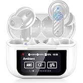 Wireless Earbuds - Touch Screen ANC Earbuds Hifi Sound Wireless Bluetooth 5.4 In Ear Headphones, Noise Canceling Earphones Multifunctional Ear Buds Headsets for Android IOS Gym Sports (White)