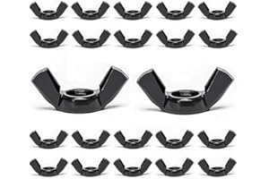 QXSKSLH 20 PCS 3/8-16 Wingnuts, Carbon Steel Wing Nuts Black Zinc Plated Fasteners Parts Butterfly Nut (Black, 3/8-16)