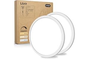 2PACK LED Flush Mount Ceiling Light Fixture, 3200LM 12 Inch 28W Dimmable 3000K-4500K-6000K 3 Color Temperatures Selectable le