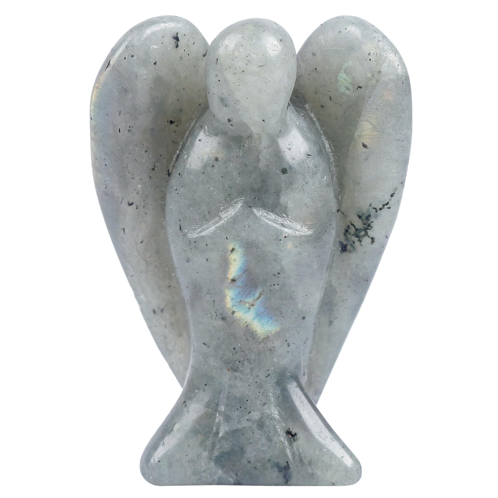 Lovionus89 Natural Moonstone Guardian Angel Statue, 5cm Hand Carved Stone Healing Crystal Bag Figurines Decoration