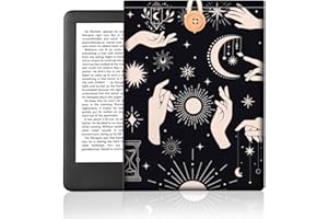 Doodlream Kindle Sleeve Case Bag with Button, Hand Divination Waterproof Carrying Sleeve Case for 7" Oasis/6.8" Touch/e-Reader, Moon Phase Sun Memory Fabric Protective Cover Pouch Bag