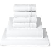 Mellanni King Sheet Set - 6-Piece Iconic Collection Bedding, (Including 4 Pillowcases), 16-Inch Deep Pocket, Easy Care, Extra