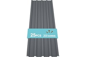 Jaxilyn Metal Roof Panels 25 pcs 213 ft² Galvanized Steel Corrugated Tin Roofing Panels Gazebo Top Cover Garages,Sheds, Stables and Mobile Homes Replacement for Patio Outdoor Garden, Gray
