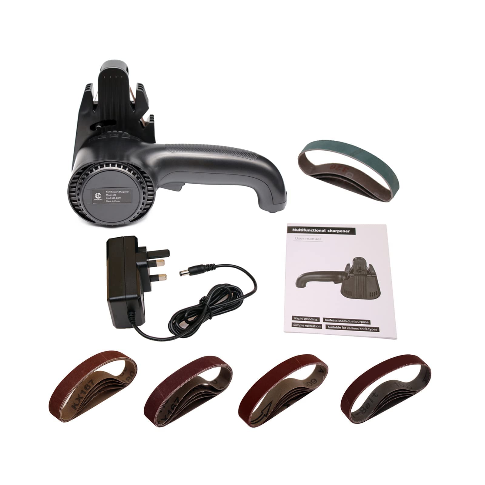 LIHUACHEN M3 Electric Knife Sharpeners Professional Scissors Sharpener Multifunctional Sharpener Machine Tungsten Steel Knife Sharpener Tool (UK Plug)