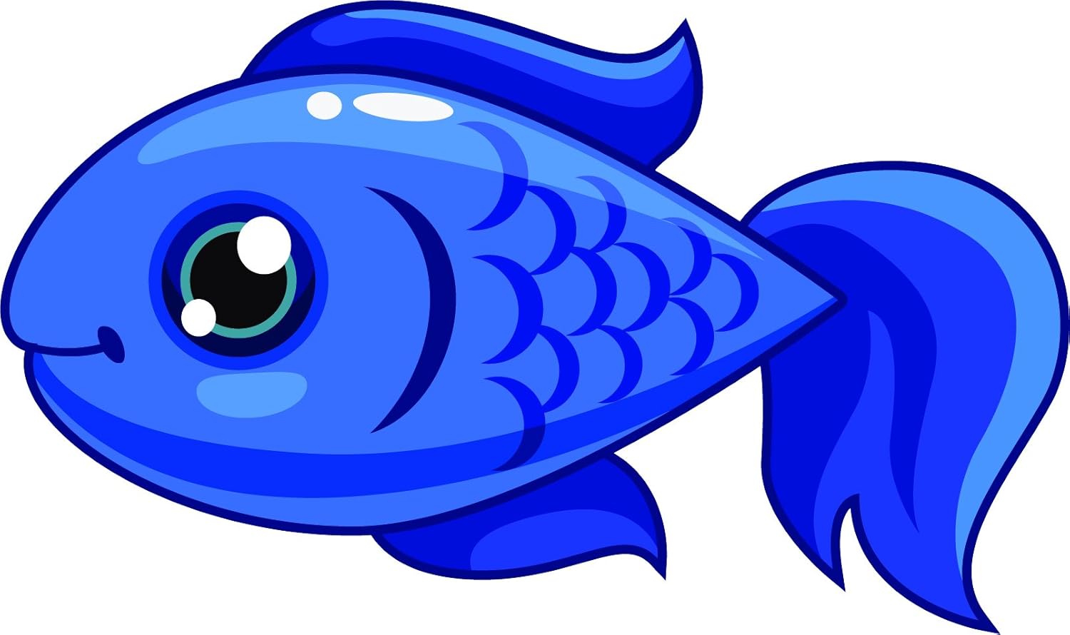 Cute Sweet Smiling Kawaii Fish Cartoon Emoji Vinyl Sticker 4 Wide Blue Fish Amazon In Car Motorbike
