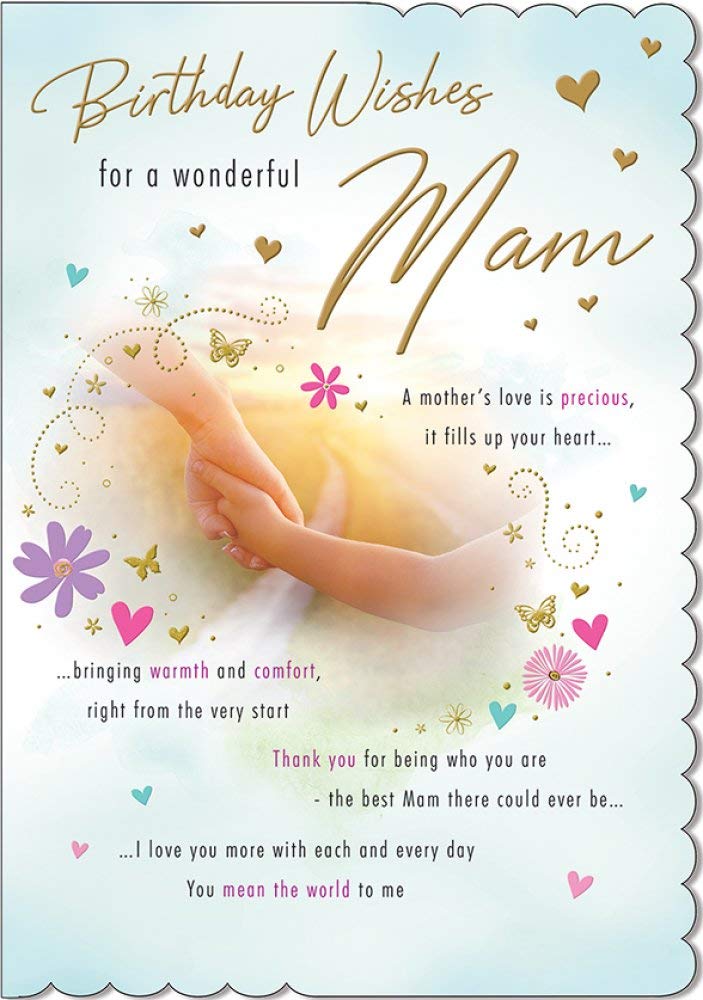 Piccadilly Greetings Traditional Birthday Card Mam - 9 x 6 inches, white