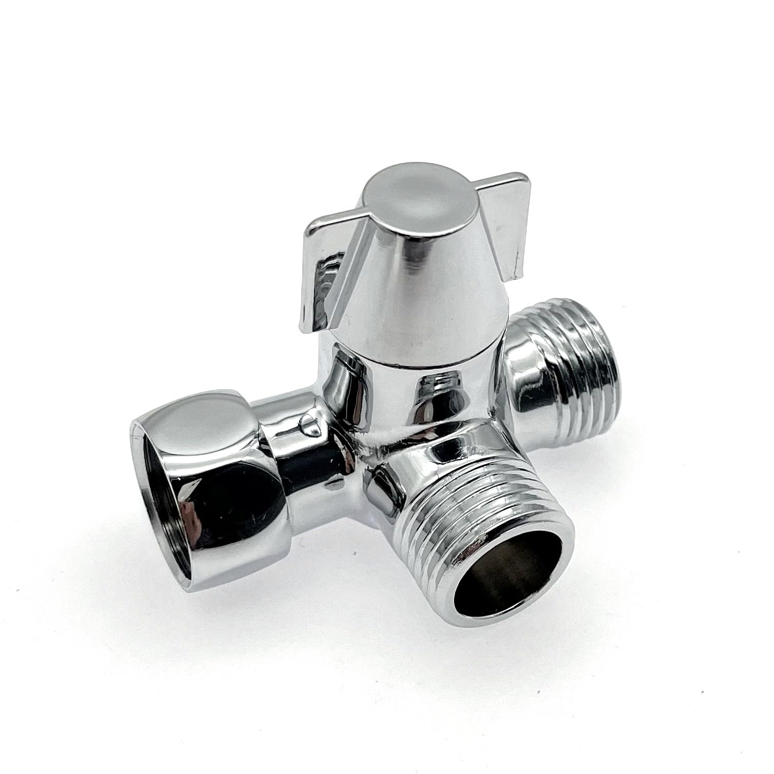 JZK 3-Way Shower arm Diverter Valve 1/2 inch, G1/2 Metal Shower Diverter Valve Replacement with Rubber washers, Brass Shower Head Splitter 3 Way, Shower Adapter Flow Diverter