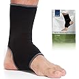NEOTech Care Ankle Support Sleeve (1 Unit) - Open Heel, Light, Elastic & Breathable Knitted Fabric - Medium Compression - For Men, Women, Kids - Right or Left Foot - Black Color (Size M)