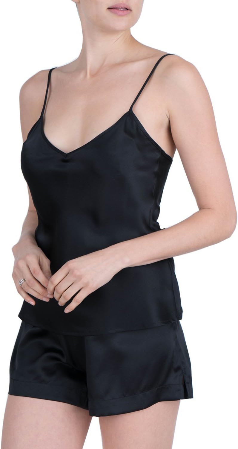 OSCAR ROSSA Women's Luxury Silk Sleepwear 100% Silk Camisole and Shorts Lingerie Set