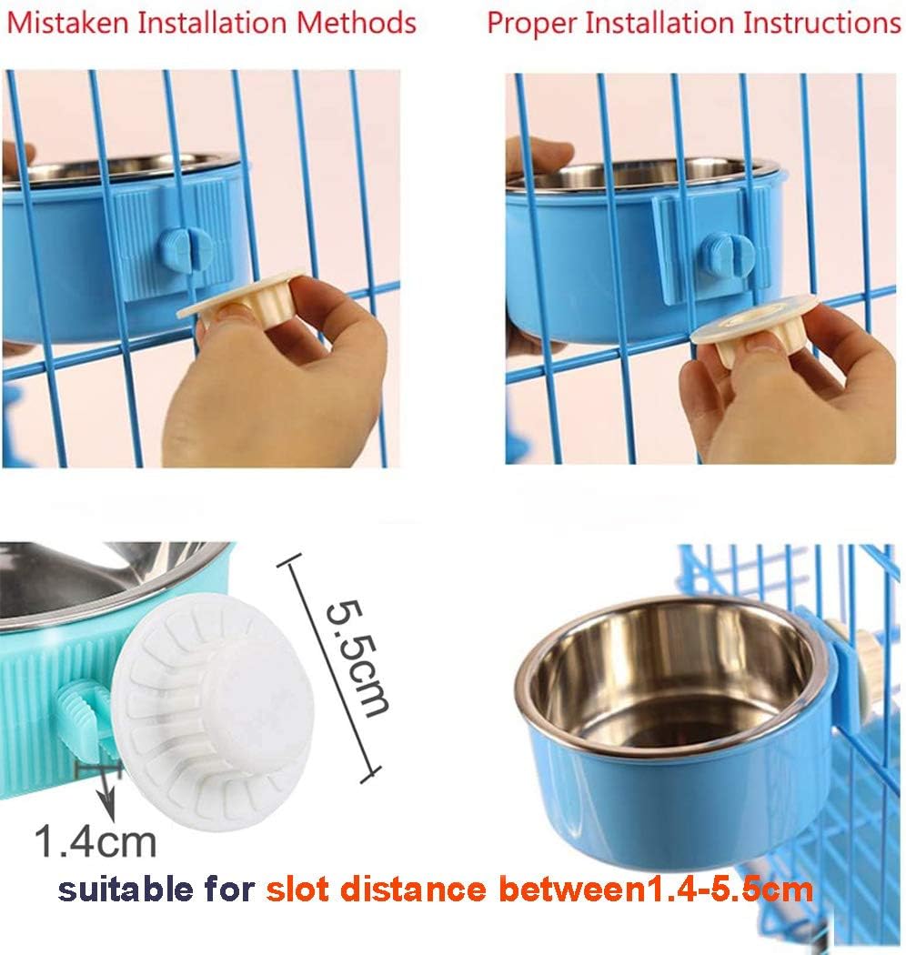 Pet Crate Hanging Bowl Dog Cage Water Bowl Removable Stainless Steel Food Bowl 2-in-1 Mounted Feeder Bowl with Bolt Holder for Kennel Cage for Small Medium Dogs Puppy Cats Birds - Image 4