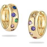 Free bird Huggie Earrings for Women Colorful Earrings for Women Multi-Colored Cubic Zirconia