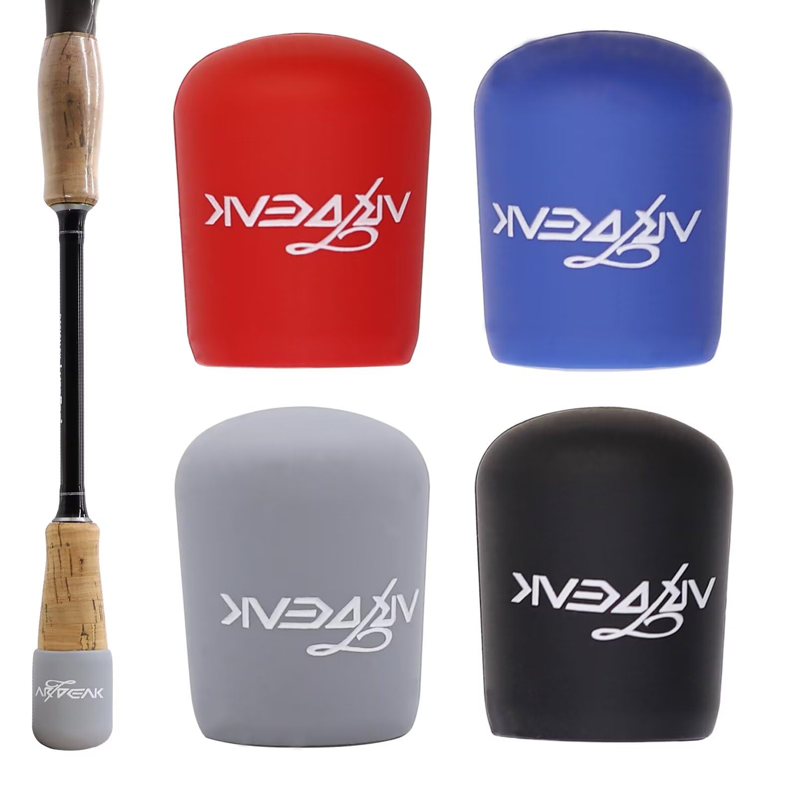 Dovesun Fishing Rod Butt Cushion, Silicone, 8pcs, Black/Red/Blue/Grey, 35mm/1.38in, Fishing