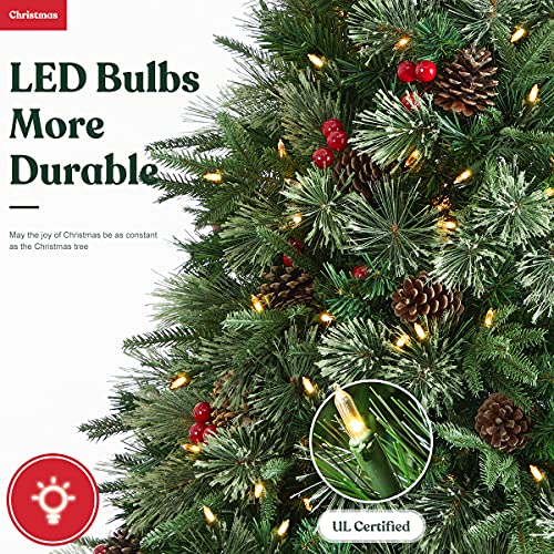 JOSTYLE 6FT PreLit Artificial Christmas Tree, PE+PVC Christmas Tree