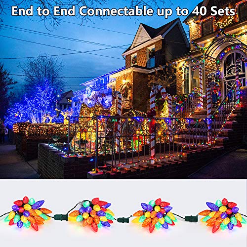 Brizled C9 Christmas Lights Multicolor, 16ft 25 LED Faceted C9 Outdoor