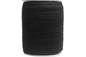 Bristlegrass Shiny Fold Over Elastic Band for Sewing 5/8" 15mm FOE Roll Spool Stretchy Ribbon for Hair Tie Headband Dress DIY Sewing Trim (B-5/8 Inch x 50 Yards,Black)