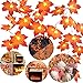 3 Pack Fall Garland with Pumpkin Lights & Enlarged Maple Fall Halloween String Lights Pumpkin Decor, 30Ft 60LED Waterproof Battery Operated Fall Decorations for Home Thanksgiving Decor Indoor Outdoor