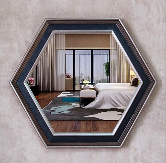 Decorative Wall Mirror, 17"X19.6"Hexagonal Bathroom Mirror