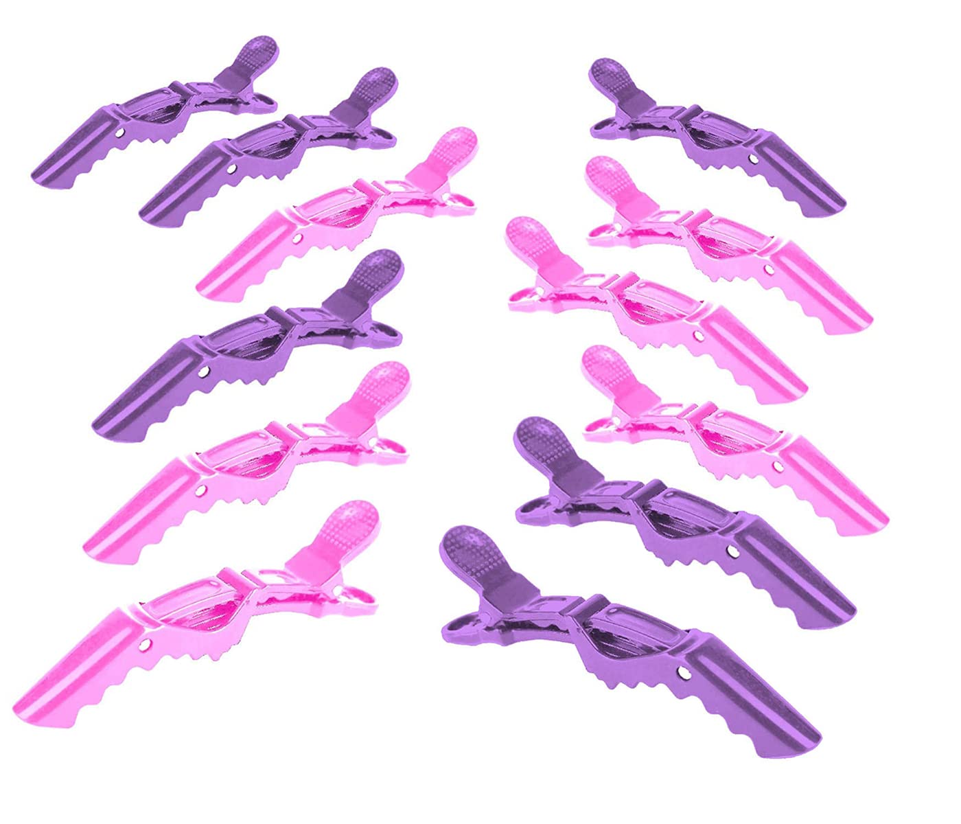12 Hair Clips, Professional Plastic Crocodile Clips for Hair Durable with Non-Slip Grip and Large Wide Teeth, Alligator Clips Strong Hair Anti-Slip