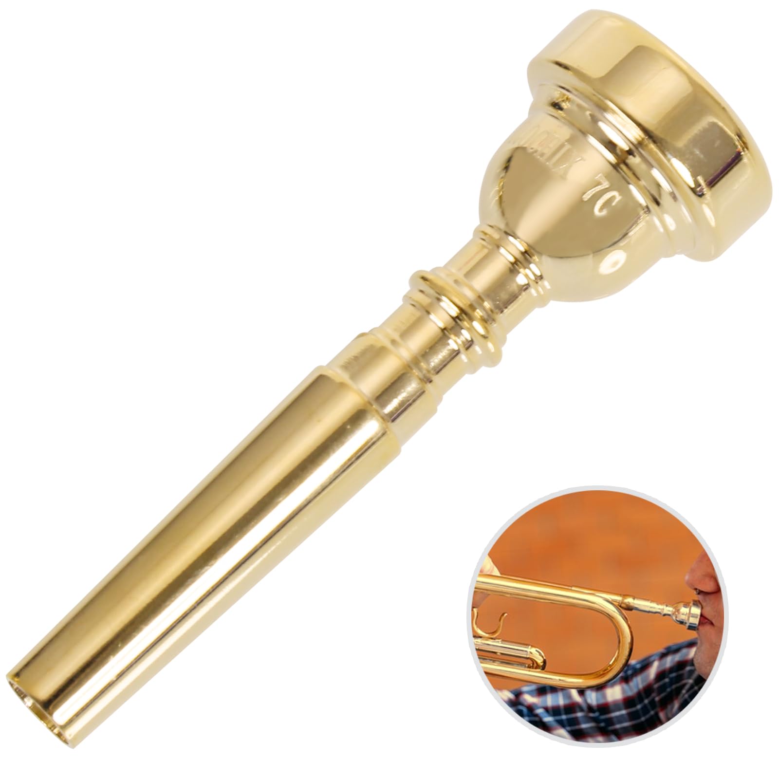 Gold Plated 7C Trumpet Mouthpieces，Trumpet Mouthpieces Instrument Mouthpieces, Gold Plated Replacement Trumpet Mouthpieces-Suitable for Beginners-Instrumental Accessories