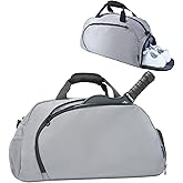 Maymooner Small Gym Bag with Shoes Compartment & Wet Pocket,Unisex Sport Duffel Bag for Pickleball Paddle,Waterproof Workout Weekender Overnight Bags for Travel Yoga Swimming,Silver Grey