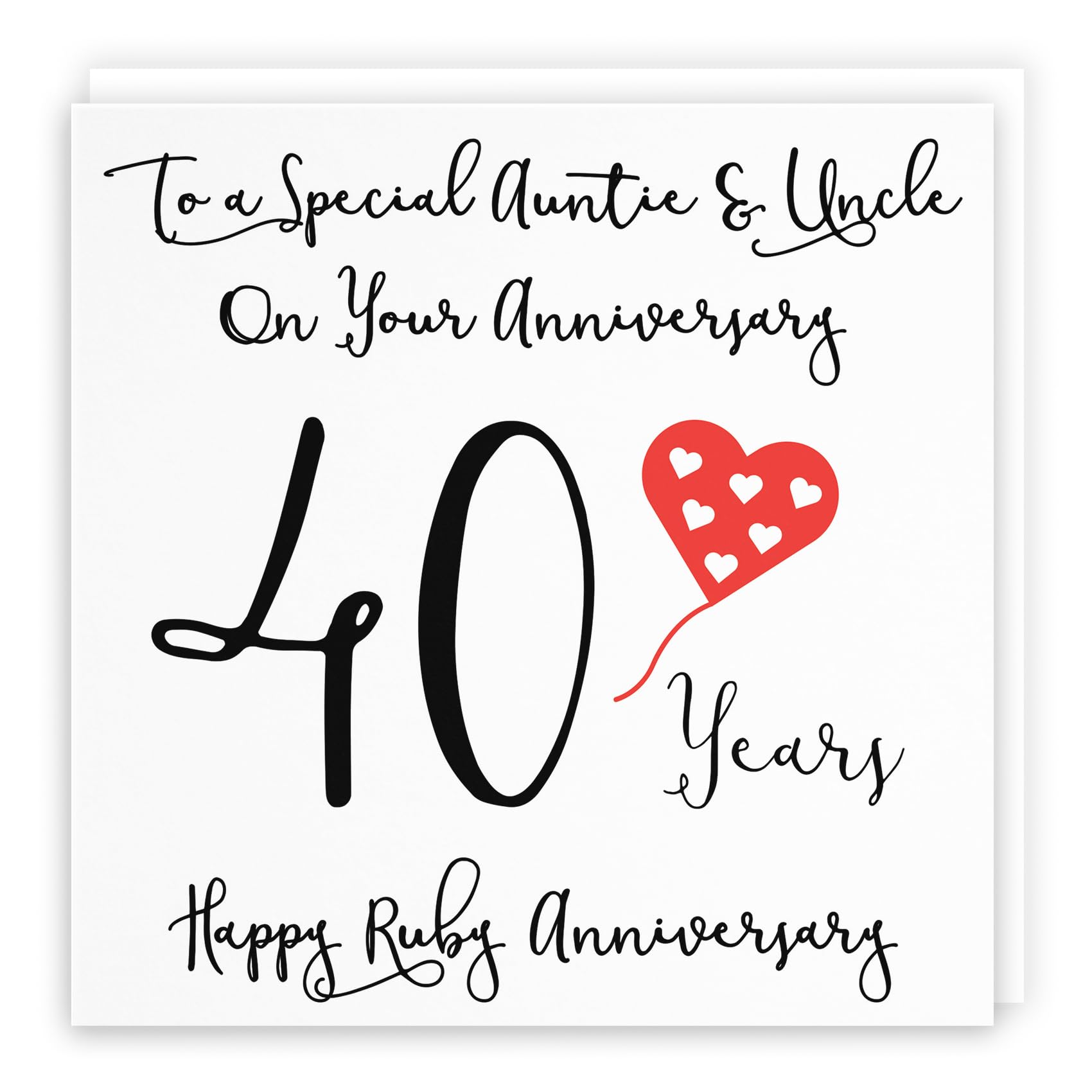 Hunts England - Auntie And Uncle 40th Anniversary Card - To A Wonderful Auntie & Uncle On Your Anniversary - 40 Years - Happy Ruby Anniversary - Love Heart Collection