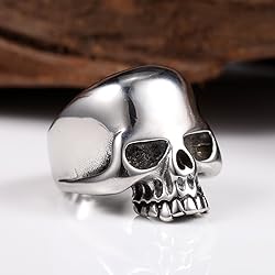 Stainless Steel Men's Cool Skull Head Solid Ring