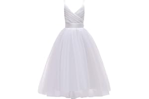 Glamulice Flower Girls Spaghetti Strap Tulle Dress Long A Line Wedding Pageant Dresses Princess Birthday Party Ball Gown