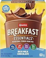 Carnation Breakfast Essentials Powder Drink Mix, Rich Milk Chocolate, 10 Count Box of Packets