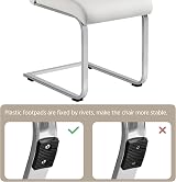 Yaheetech Dining Chairs Set of 2 Modern Leather High Back Chrome Legs White view 7