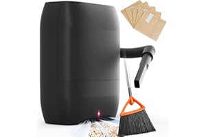 Hiwoor Touchless Automatic Vacuum Dustpan, Bagged Canister Vacuum with 5-Pack Disposable Dustbags, IR Sensor, LED Alerts, Handheld Accessories for Floors/Corners/Salons