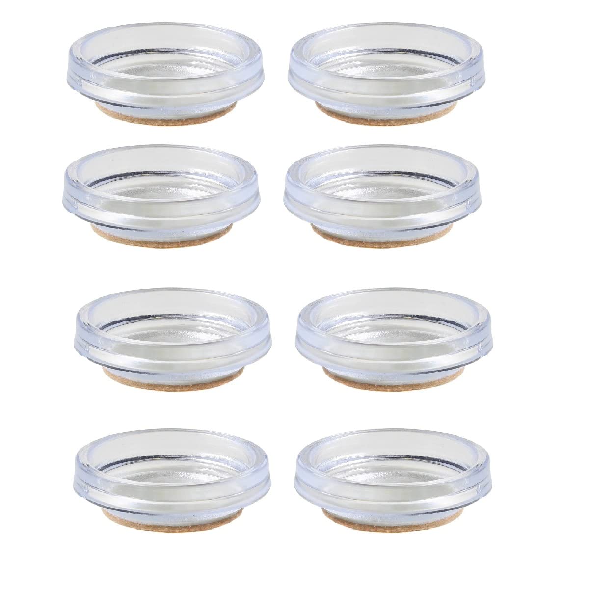 Merriway BH04568 (8 Pcs) Castor Cups with Felt Pad, Outer Dimension 65 mm (2.5/8 inch) Large Clear - Pack of 8 Pieces