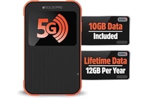 Solis Pro – Mobile 5G Hotspot and Power Bank, Bundle Includes Lifetime Data (12GB Per Year) and 10GB Global Data, Multi-Carri