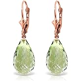 14k CTW 14k Solid Rose Gold Green Amethyst Swing Earrings