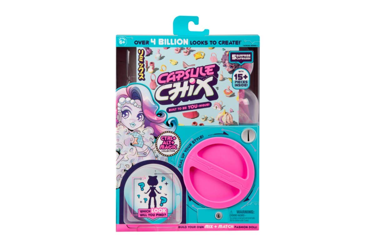 Capsule Chix Build Your Own Surprise Fashion Doll - Ctrl+Alt+Magic Doll with Capsule Machine Unboxing and Mix and Match Fashions and Accessories, Multi-Colour