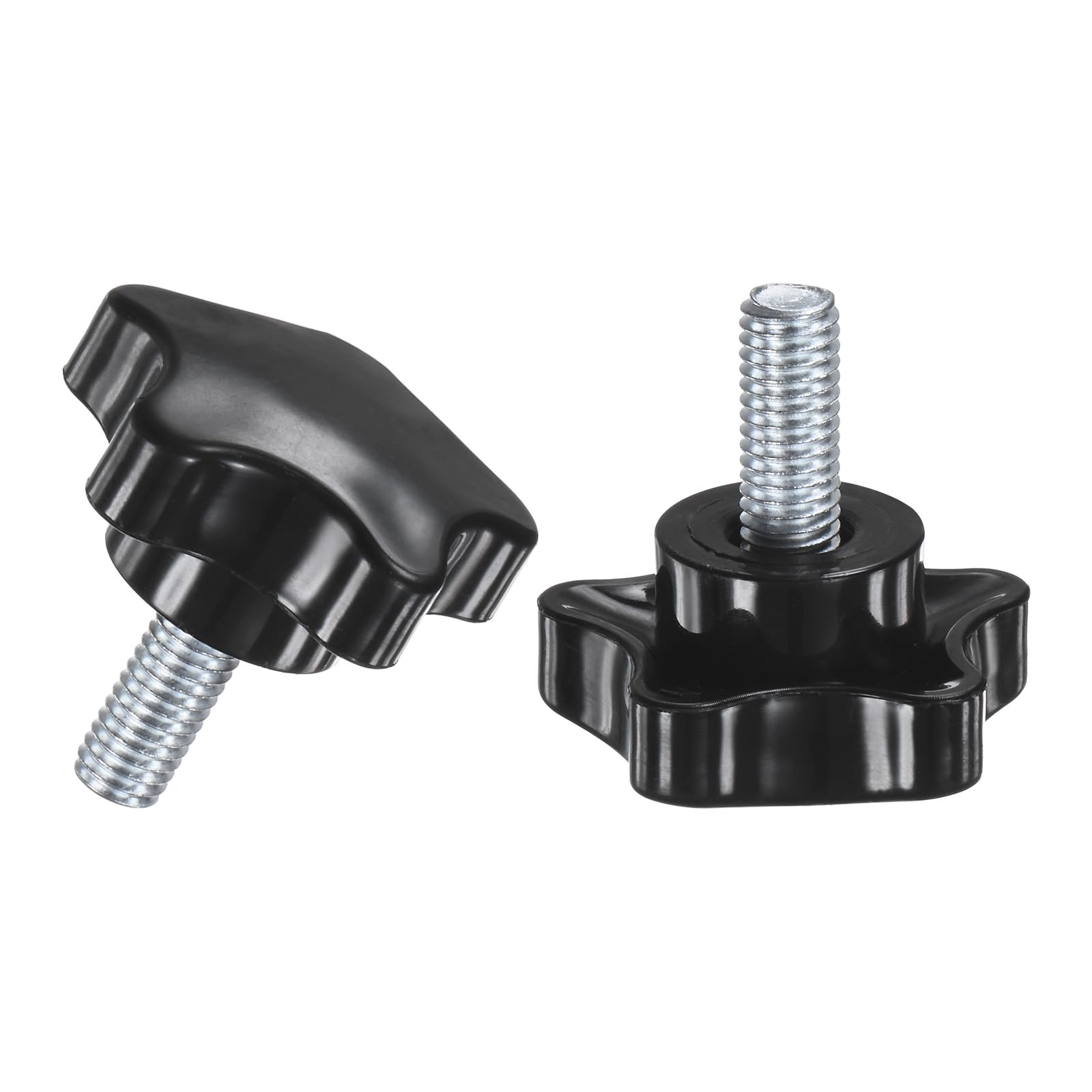 M METERXITY 2-Pack Star Clamping Knobs, M8x20mm Male Thread Hand Tightening Screw for Machinery/Electronic/Furniture/Umbrella Base, Machine Handle Replacement [39mm, Black]