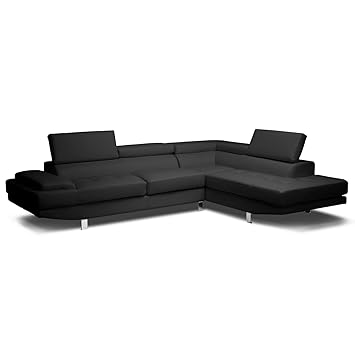 Amazon.com: Baxton Studio Selma Leather Modern Sectional Sofa, Black ...