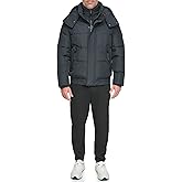 Andrew Marc Men's Short Quilted Inner Bib Attached Down Fill Phoenix Down Bomber Hybrid