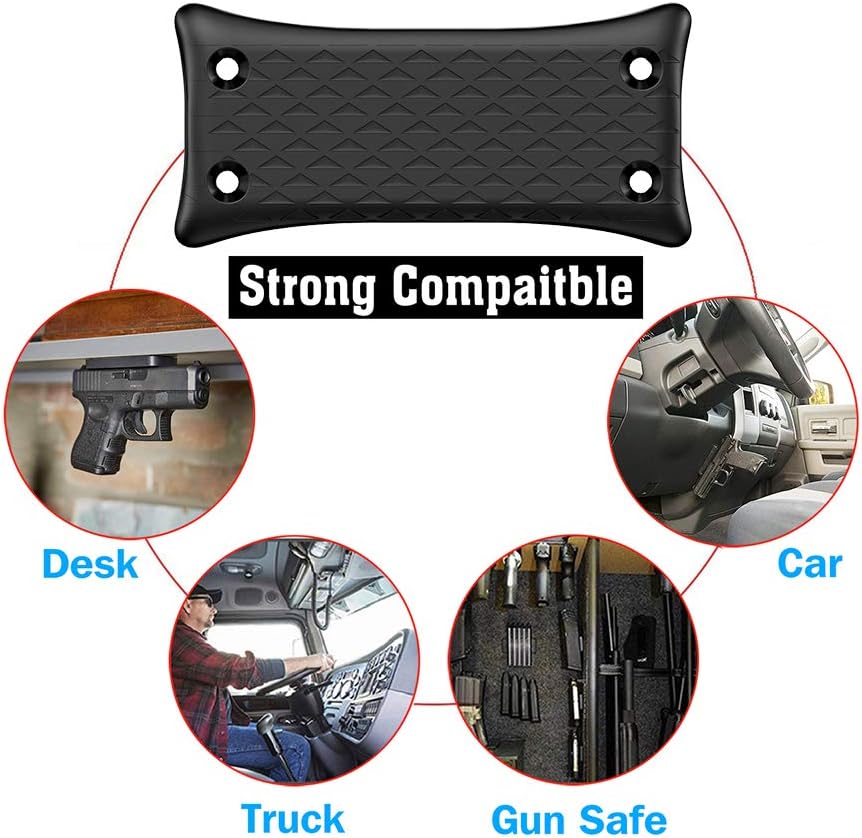 2-Pack Gun Magnet Mount, 50 Lbs Rating, Rubber Coated Gun Holder for Pistol, Handgun, Shotgun, Rifles, Revolvers, Safe, Hunting, Firearm Accessories, Using in Car, Truck, Wall, Desk, Vehicle and Home : Sports & Outdoors
