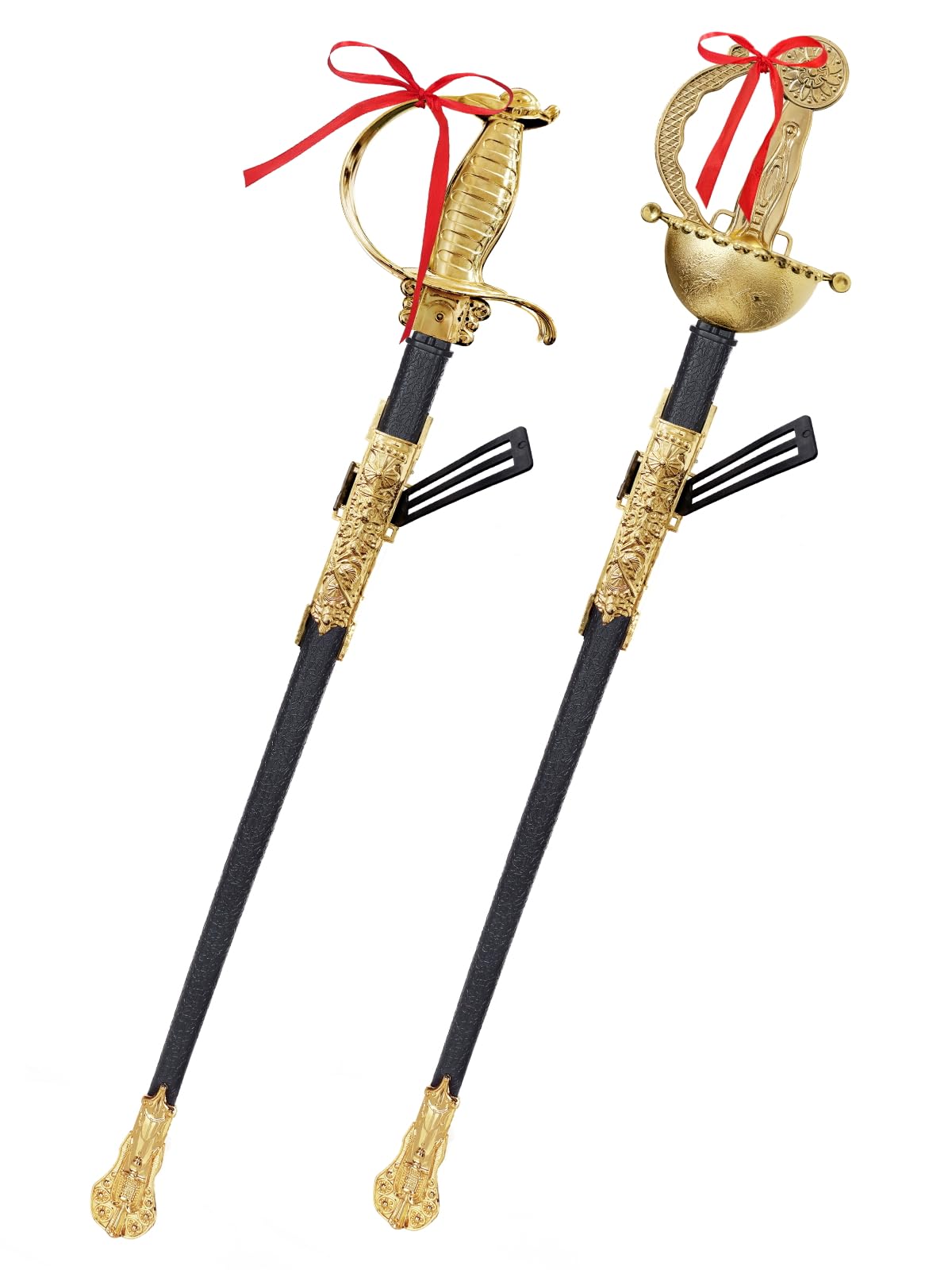 Spinosaurus 2Pcs 27" Fencing Sword for Kids Plastic Musketeer Swords with Sheath Long Samurai Toy Sword Halloween Dress Up Accessories